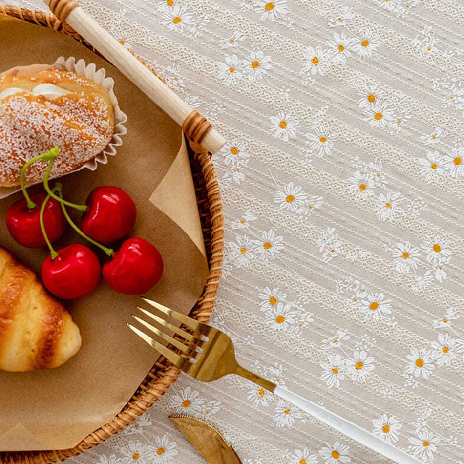 Daisy Cotton Floral Rectangle Tablecloth Kitchen Dining Table Cove