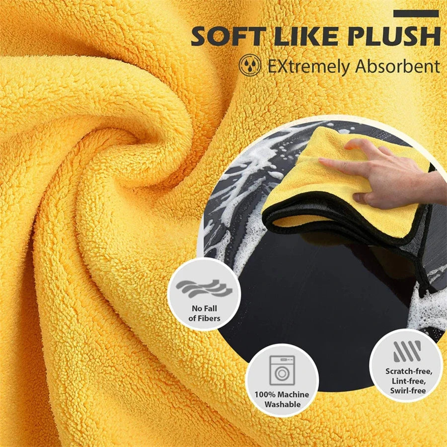 Microfiber Car Cleaning Towels – Ultra Soft Double Layer Drying Cloth for Car Detailing
