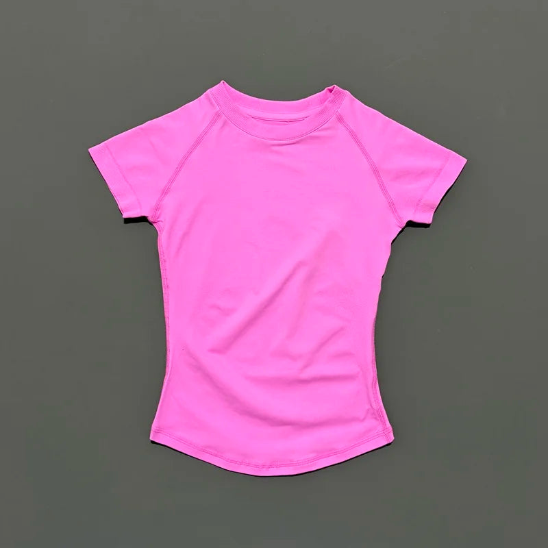Women Seamless Gym T-Shirt Quick Dry Workout Top Fitness Yoga Sports Tee