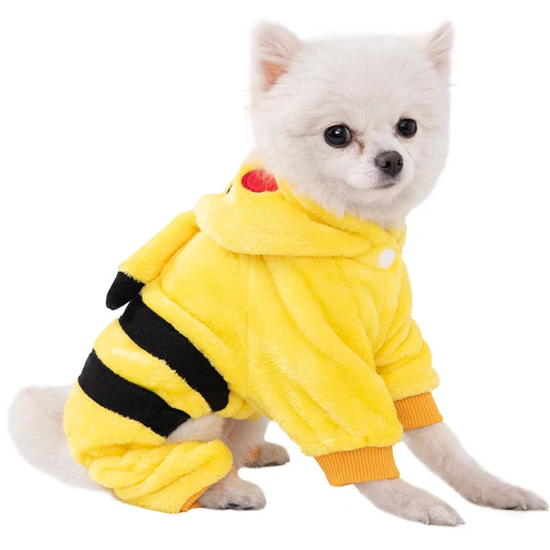 Soft Warm Fleece Dog Jumpsuit Hoodie Pet Clothes Small Dogs Cats Costume Coat