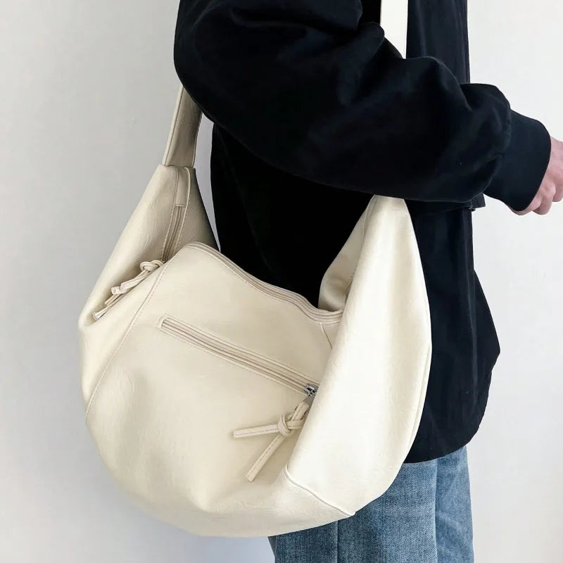 Men Dumpling Shape PU Crossbody Bag Large Capacity Casual Shoulder Bag