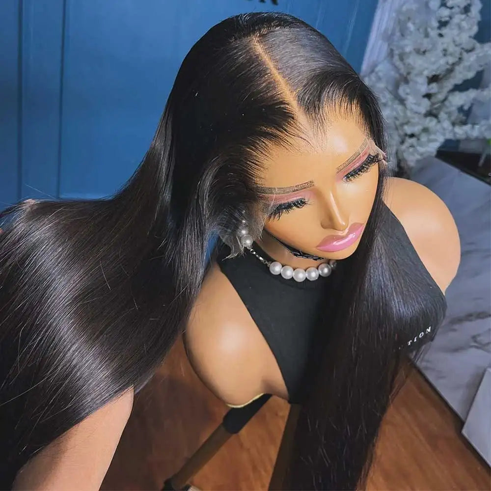 HD Lace Front Human Hair Wig – Straight Glueless Wig with Pre-Plucked Hairline