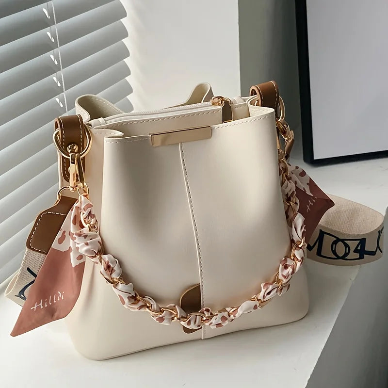 Women Bucket Shoulder Bag Large Capacity Chain Crossbody Daily Bag