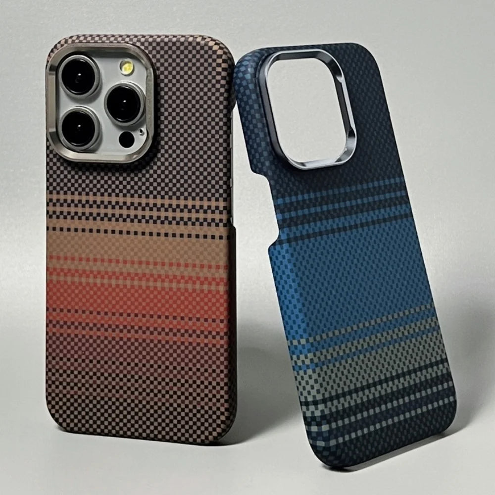 Kevlar Texture Magnetic Shockproof Metal Lens iPhone Case