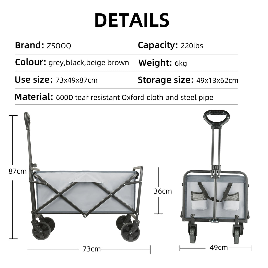 Folding Beach Wagon Large Capacity Heavy Duty Collapsible Camping Cart