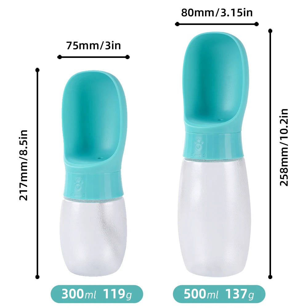 Portable Dog Water Bottle with Bowl 300/500ml Pet Travel Drinking Dispenser