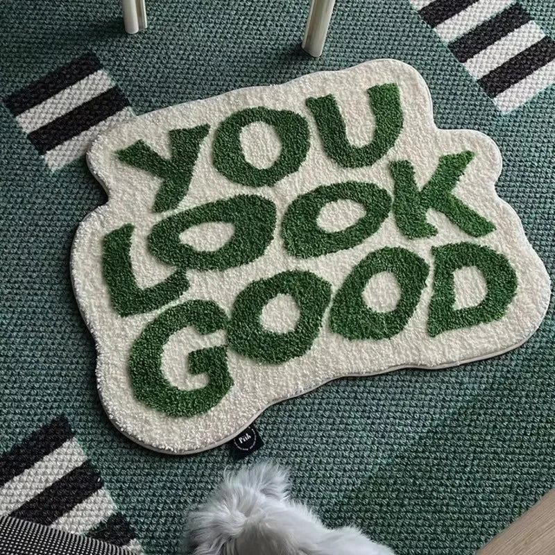 Irregular Letter Floor Mat Soft Anti Slip Faux Cashmere Area Rug Home Decor