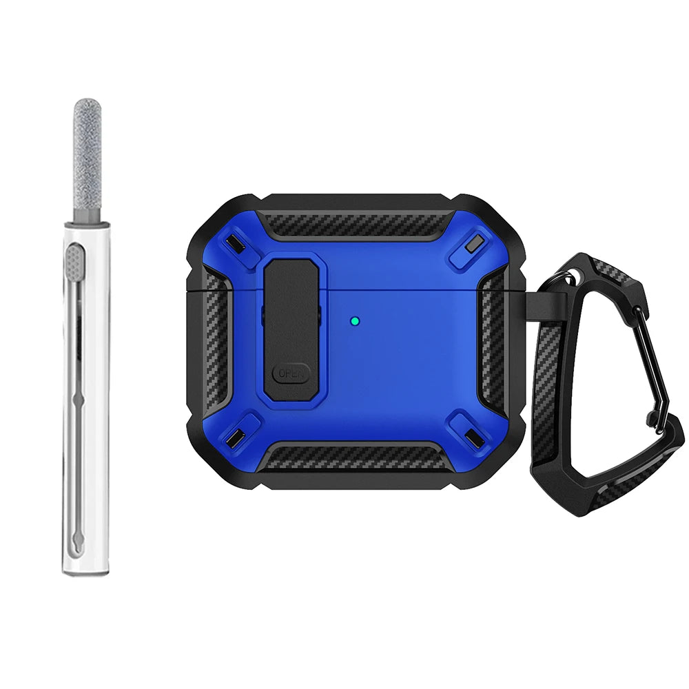 AirPods 4 Rugged Case with Lock Hook Shockproof TPU Protective Cover