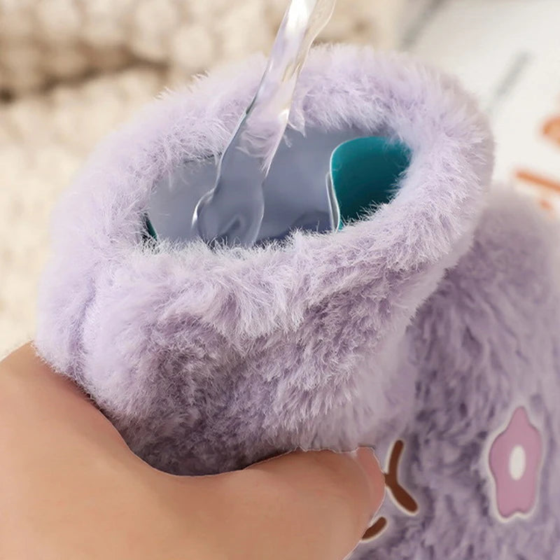 Cartoon Plush Rabbit Bear Hot Water Bottle Velvet Hand Warmer Cute Portable Water Bag