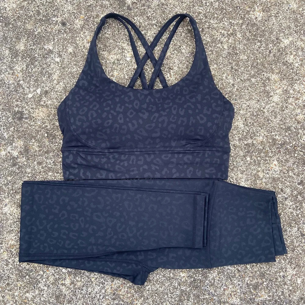 Solid Color Gym Fitness Set Sports Bra High Waist Leggings Compression Yoga Outfit