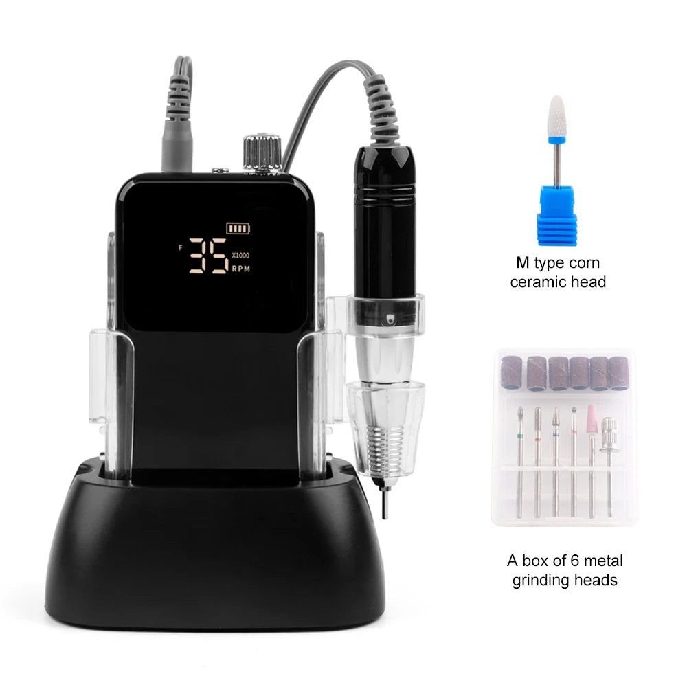 Rechargeable Nail Drill 35000RPM Cordless Manicure Pedicure Machine