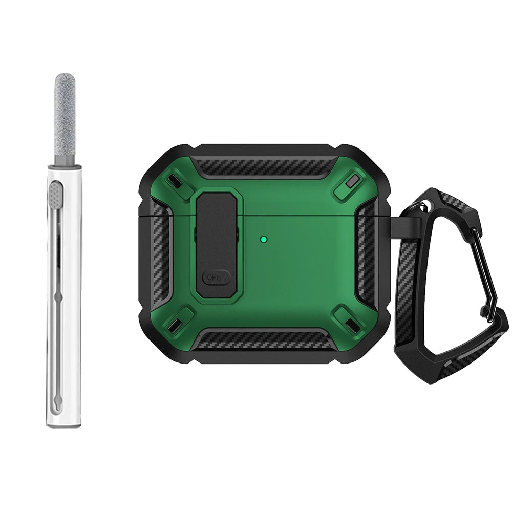 AirPods 4 Rugged Case with Lock Hook Shockproof TPU Protective Cover