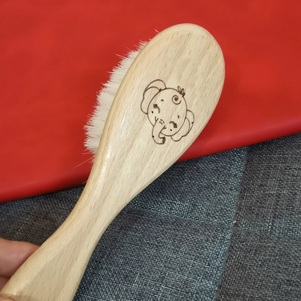 3pcs Baby Hair Brush and Wooden Comb Set Newborn Gift