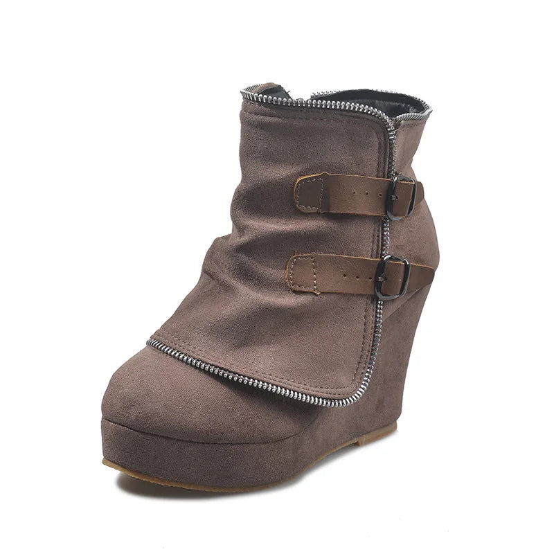 Women Chunky Ankle Boots Retro Handmade Warm Winter Boots Fashion Mom Boots