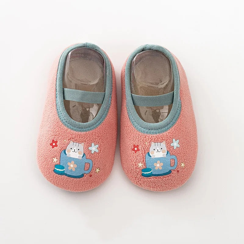 Newborn Baby Cartoon Shoes Anti Slip Rubber Sole First Walker Slippers