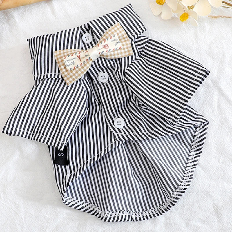Pet Dog Striped Shirt Summer – Thin Breathable Bowknot Fashion Clothes for Small Dogs