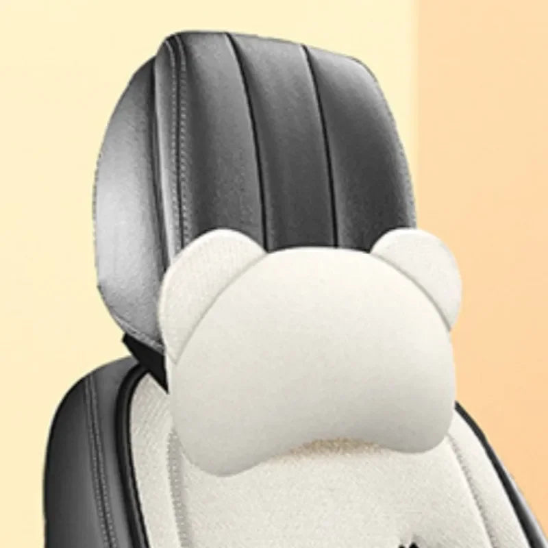 Cute Bear Car Seat Cushion Breathable Anti Slip Linen Seat Cover Universal