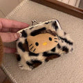 Kitty Leopard Print Plush Coin Purse Mini Makeup Storage Bag