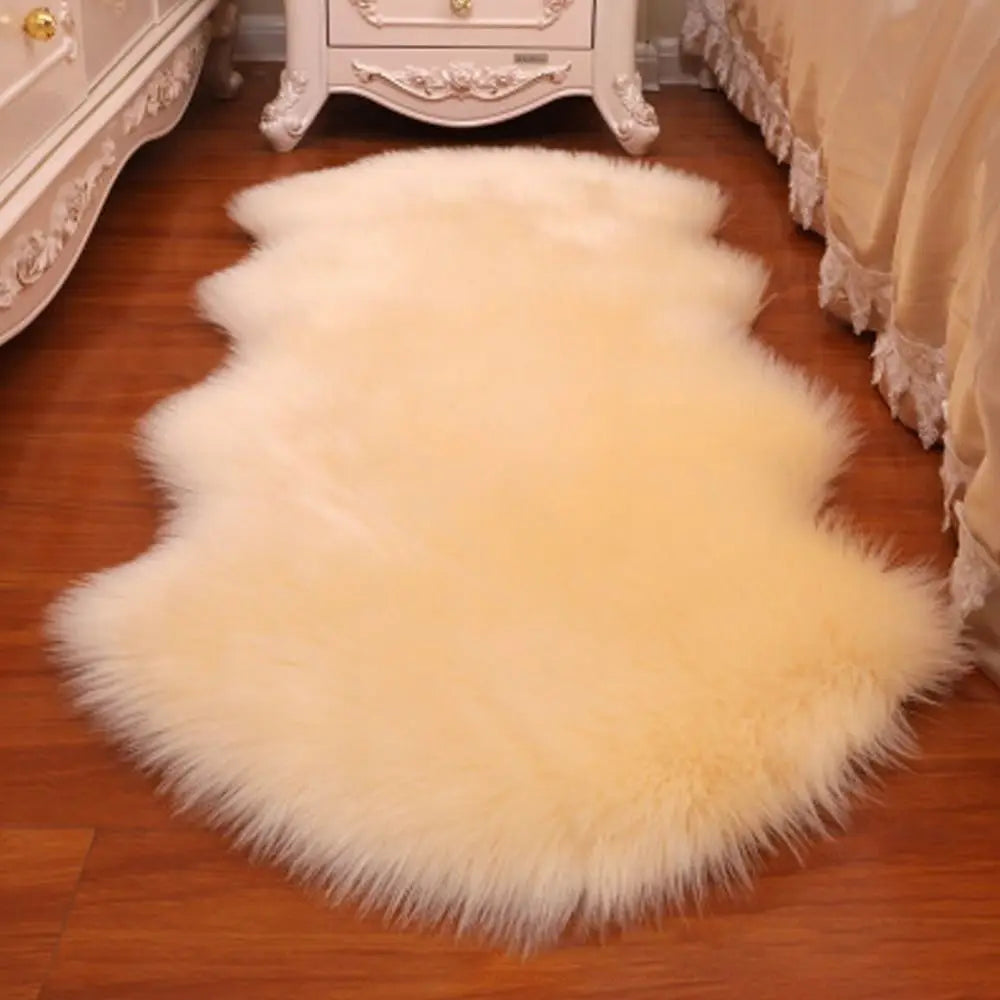 Artificial Sheepskin Rug Long Hair Fluffy Soft Faux Wool Shaggy Floor Mat Home Decor