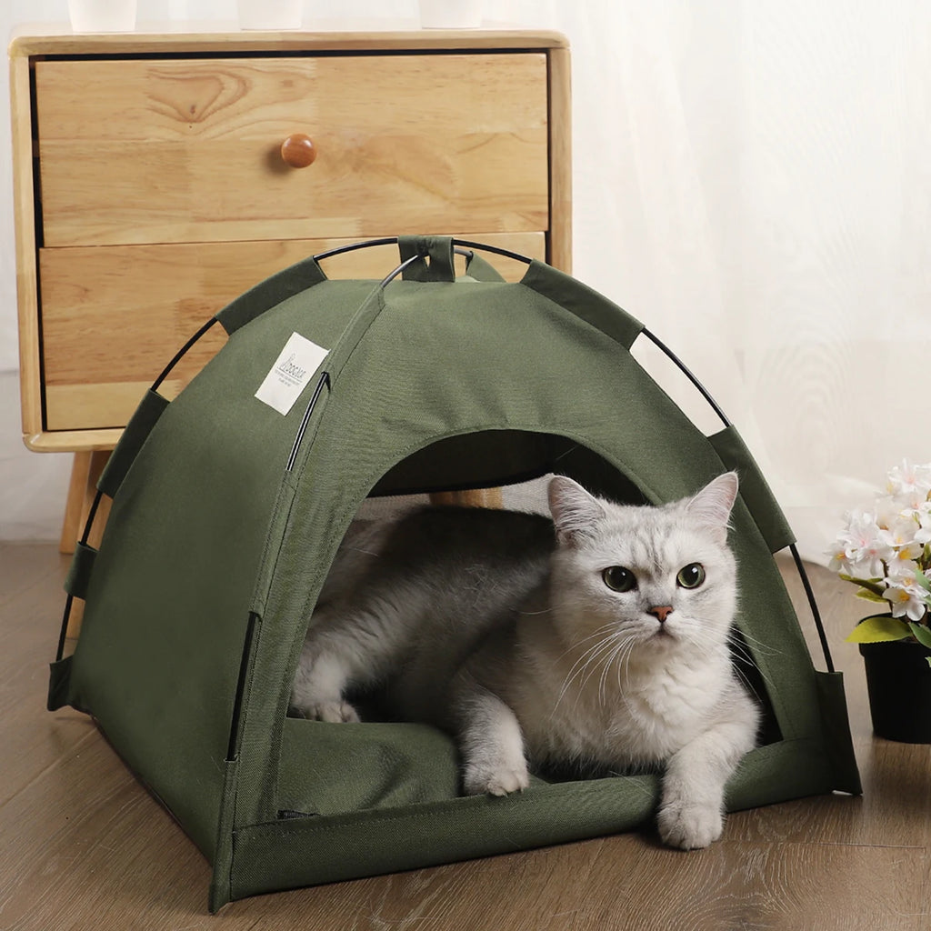 Pet Tent Bed Cat House Clamshell Warm Cushion Winter Kitten Sofa Basket