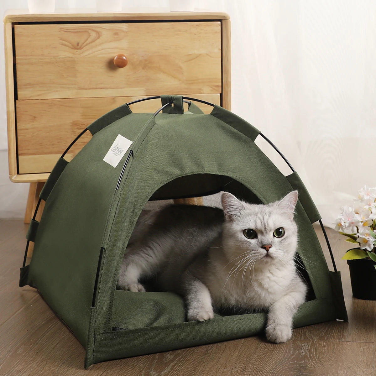 Pet Tent Bed Cat House Clamshell Warm Cushion Winter Kitten Sofa Basket