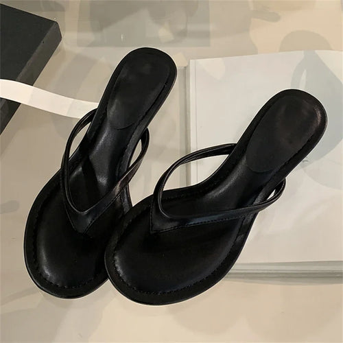 Women Clip Toe Low Heel Slippers Beach Casual Flip Flop Sandals