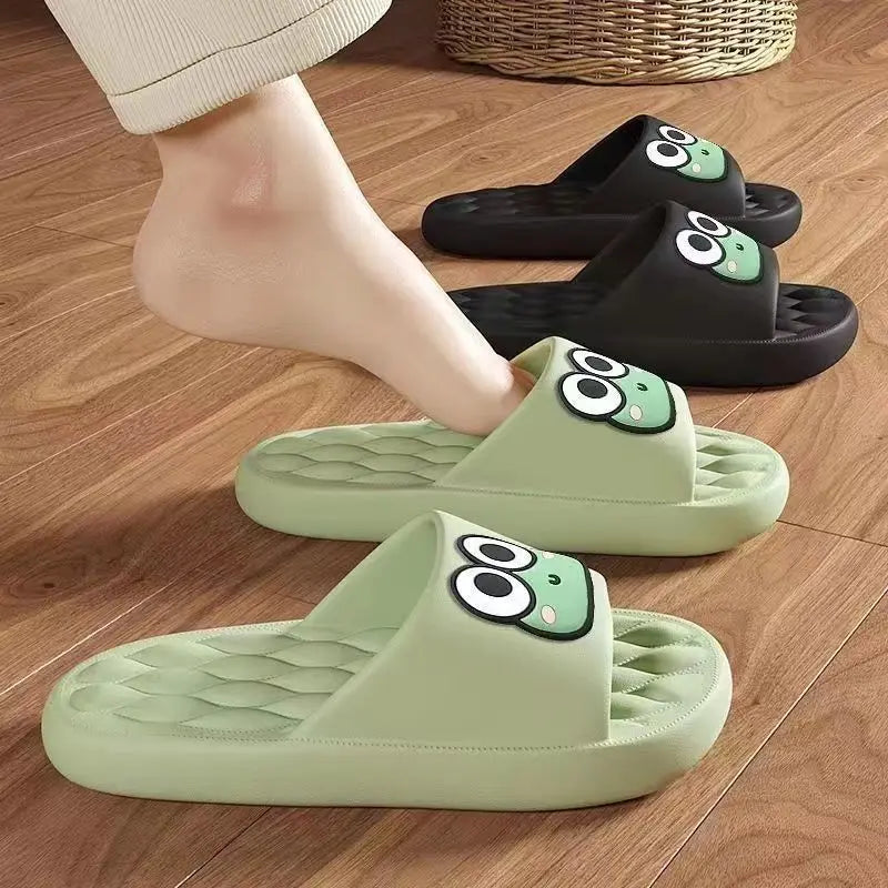 Cute Frog EVA Slippers Women Anti Slip Bathroom Slides Soft Comfortable Indoor Outdoor Home Sandals