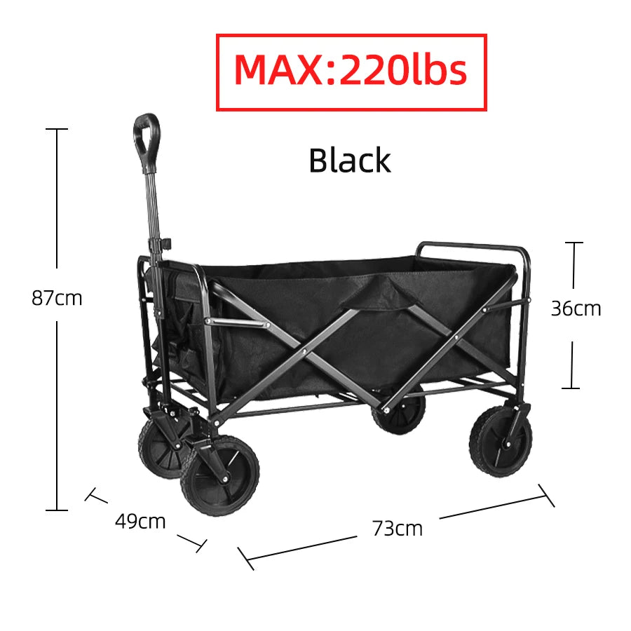 Folding Beach Wagon Large Capacity Heavy Duty Collapsible Camping Cart