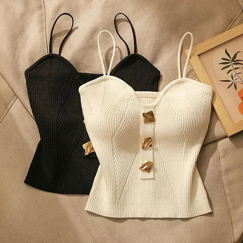 Women’s Cross Knit Camisole French Style Slim Fit Sleeveless Tank Top