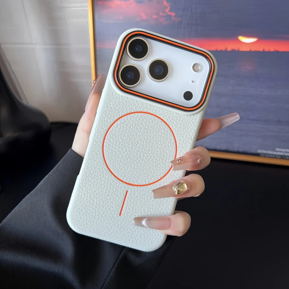 Litchi Pattern Magnetic MagSafe Soft Cover iPhone Case