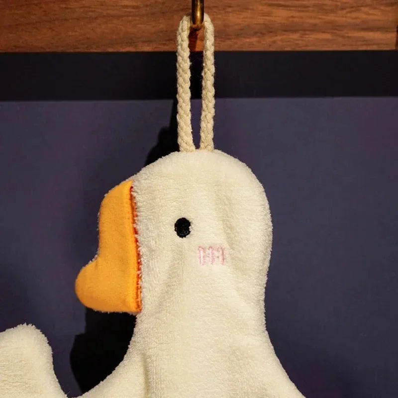Cute Duck Hanging Hand Towel Microfiber Soft Absorbent Kitchen Bathroom Towel