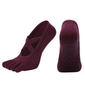 Women Anti Slip Pilates Five Toe Yoga Socks Silicone Grip Cotton Fitness Socks 1–4 Pairs