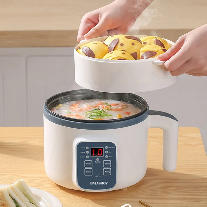 1.7L Electric Rice Cooker Non-Stick Multi Cooker Double Layer Steamer Home Use