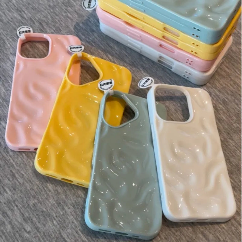 3D Wrinkle Wave Pattern Silicone iPhone Case