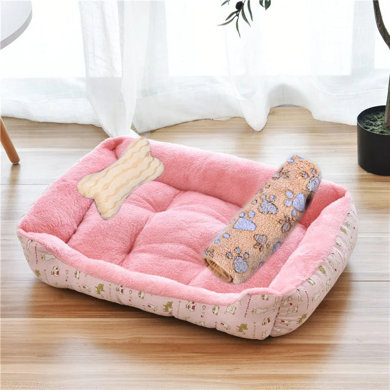 Warm Square Dog Bed for Small Medium Large Dogs and Cats