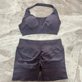 Seamless Yoga Set Halter Sports Bra Scrunch Shorts Gym Workout Fitness Set