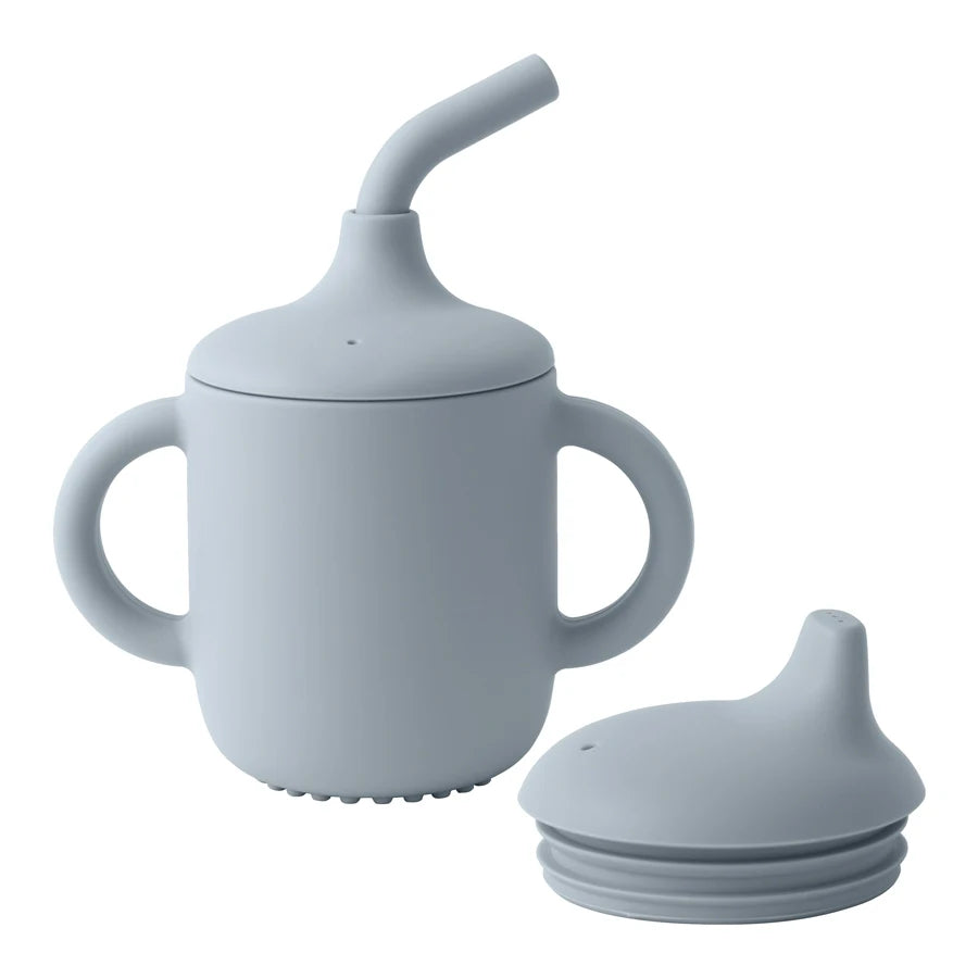 Baby Silicone Straw Cup Snack Container with Two Lids