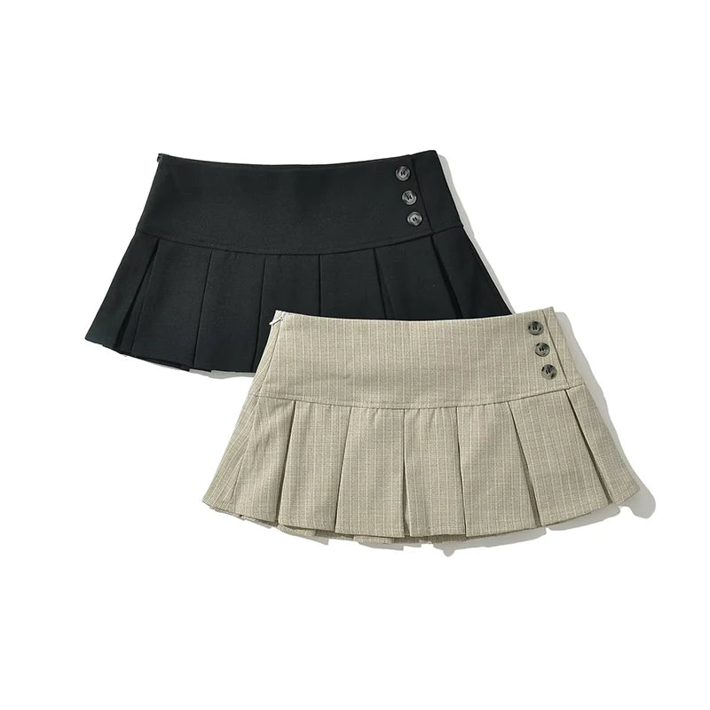 Women Y2K Low Waist Pleated Mini Skirt American Retro Summer Sexy Short Skirt