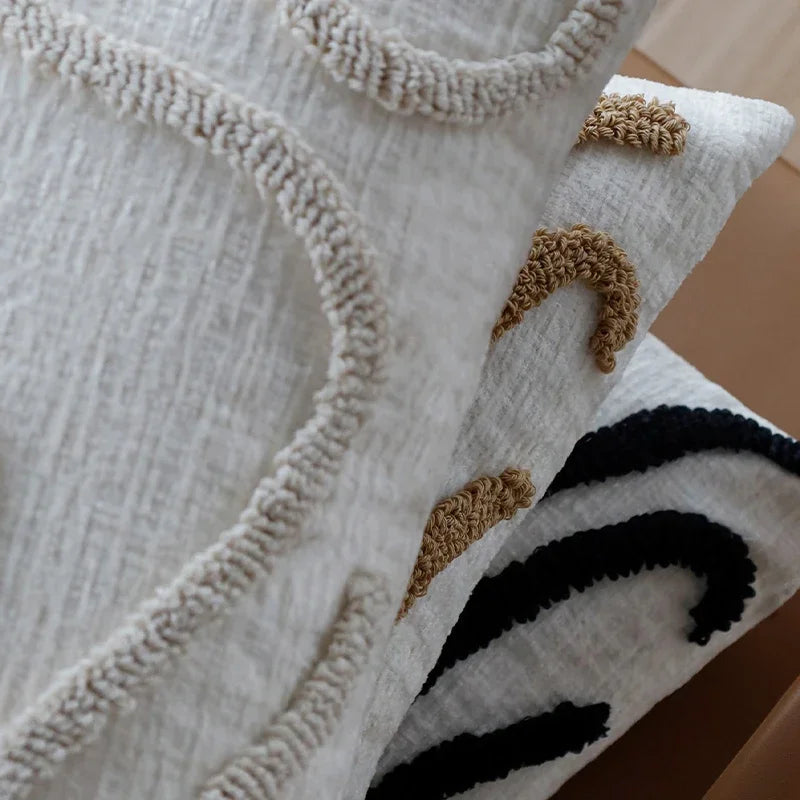 45x45 Boho Chenille Throw Pillow Cover Soft Geometric Cushion Case for Sofa Living Room