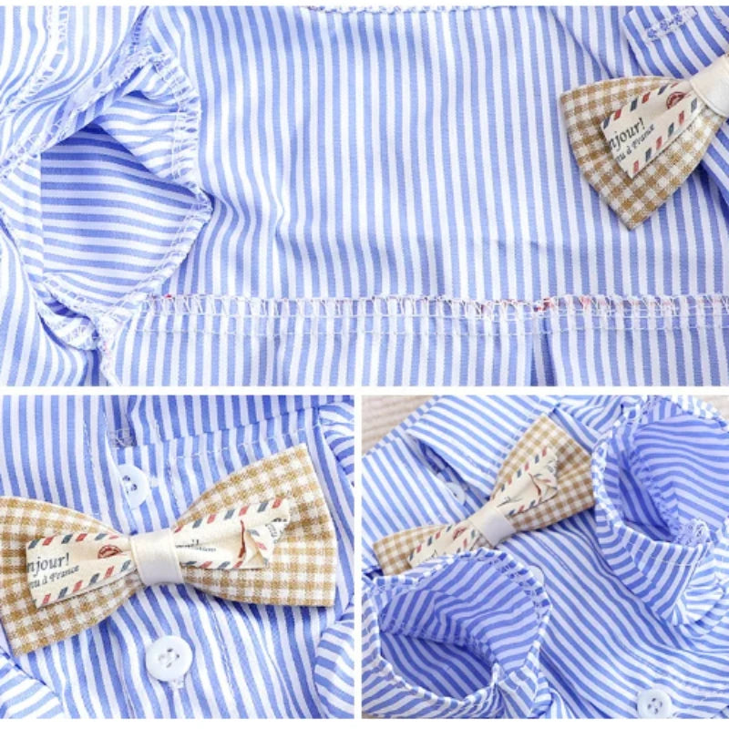 Pet Dog Striped Shirt Summer – Thin Breathable Bowknot Fashion Clothes for Small Dogs