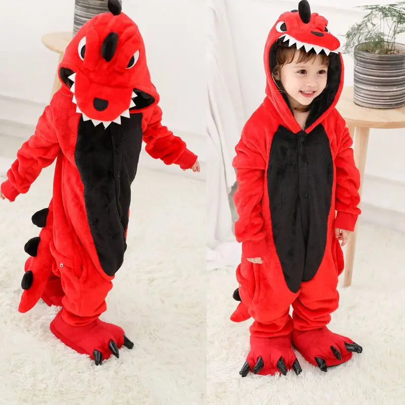 Kids Unicorn Animal Flannel Hooded Onesie Pajamas Warm Sleepwear Costume