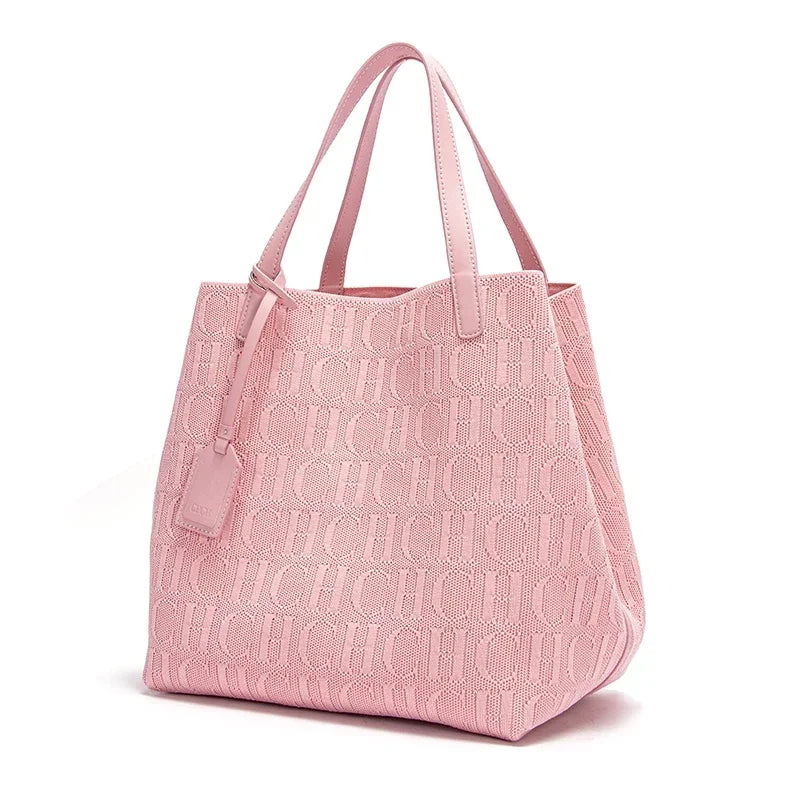 Women Classic Large Capacity Solid Color Shoulder Handbag Fashion PU Bag