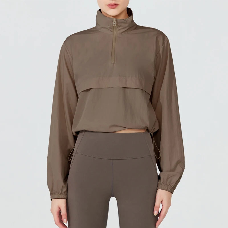 Women Lightweight Quarter Zip Windbreaker UPF50+ Waterproof Jacket
