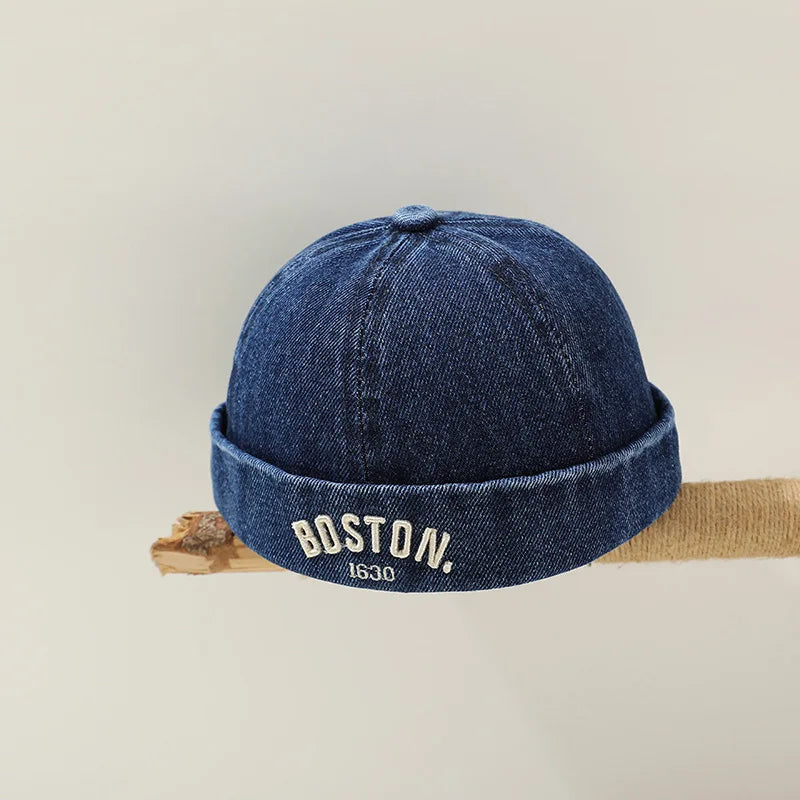 Washed Denim Baby Brimless Hat Adjustable Kids Docker Cap