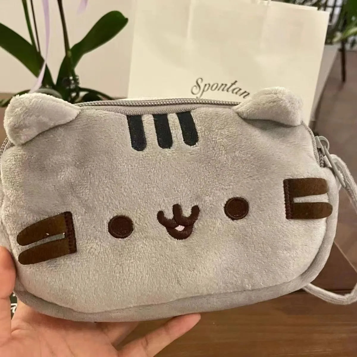 Cute Cat Plush Pencil Case Large Capacity Storage Bag