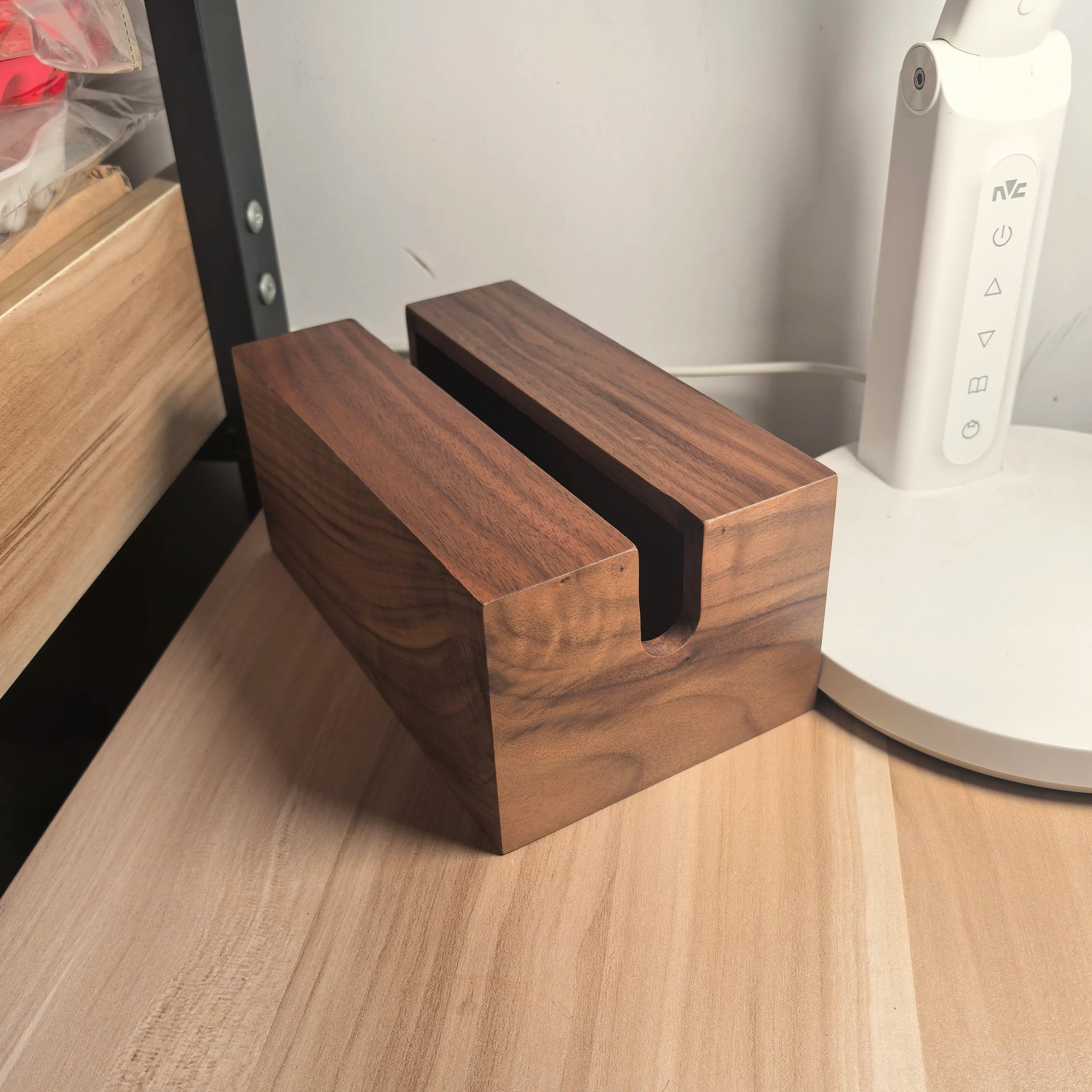 Black Walnut Wooden Tissue Box Holder Dining Table Paper Dispenser Container