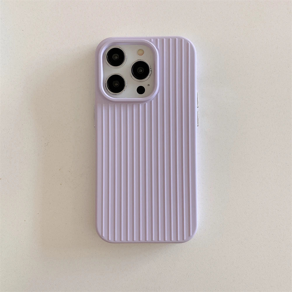 Macaron Ribbed Solid Color Durable iPhone Case