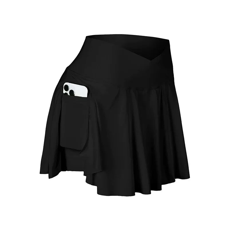 Women Tennis Skort High Waisted with Pockets Athletic Running Workout Skirt