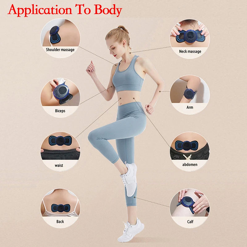 Smart Electric Neck Massager EMS Muscle Stimulator Portable Pain Relief Patch Shoulder Back Massage Device USB Rechargeable