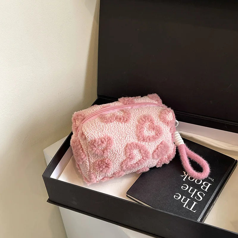 Plush Makeup Bag Soft Travel Cosmetic Organizer Pouch